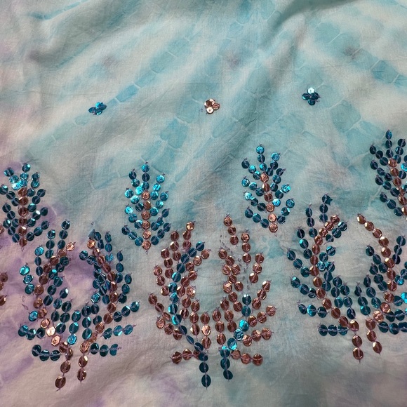 🦋Juliet Dunn🦋Aqua Ombré Off Shoulder Sequins Ruffle Dress NWT Size M - Picture 12 of 16